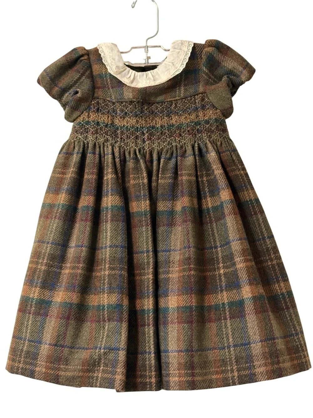 Ralph Lauren Plaid Smocked Wool Blend Dress and Bloomer Set Size 24M